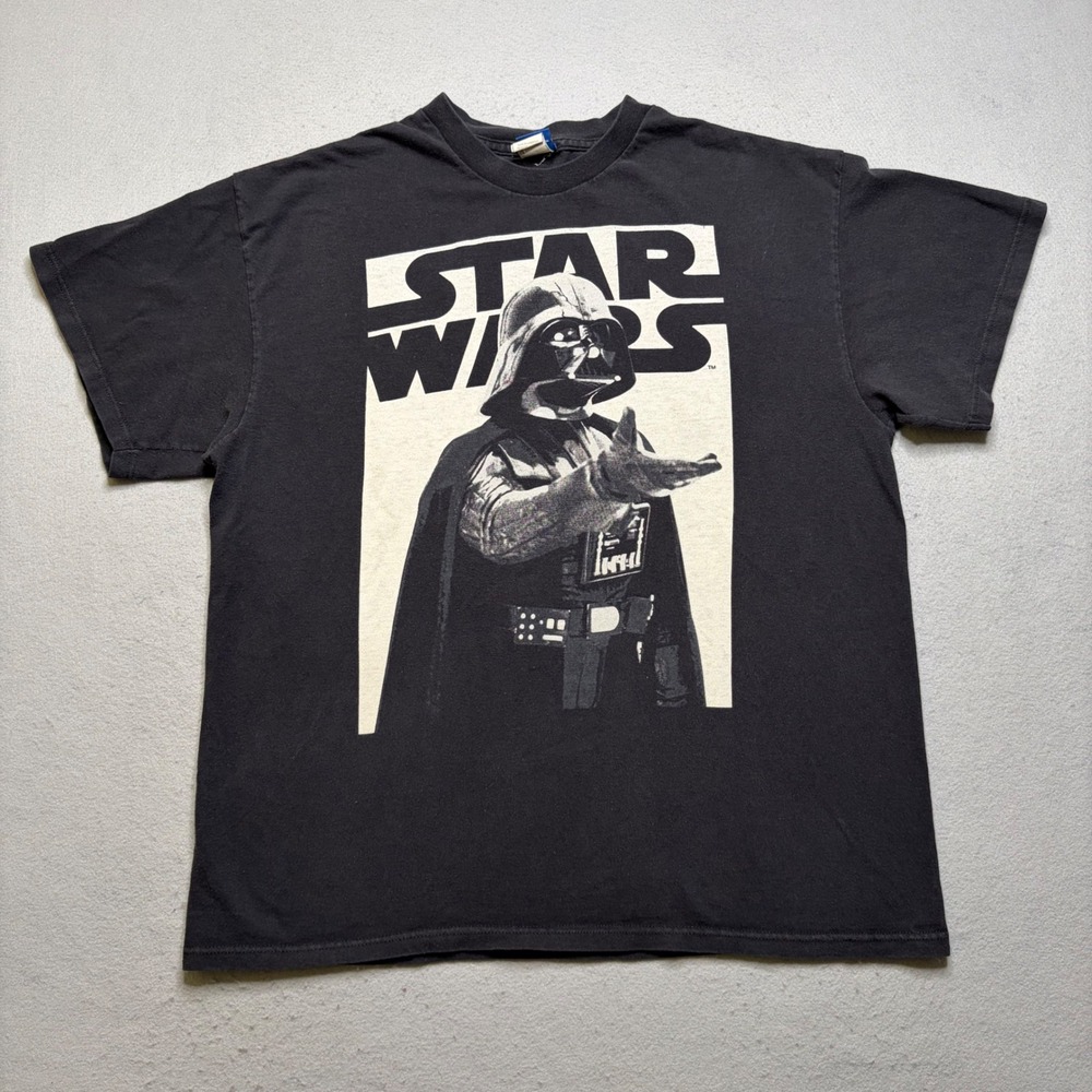 Star Wars T-Shirt Mens XL Black Darth Vader Graphic Print Y2K Retro Cotton Tee